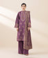 Unstitched Women's Embroidered Textured Lawn Purple Three Piece Suit